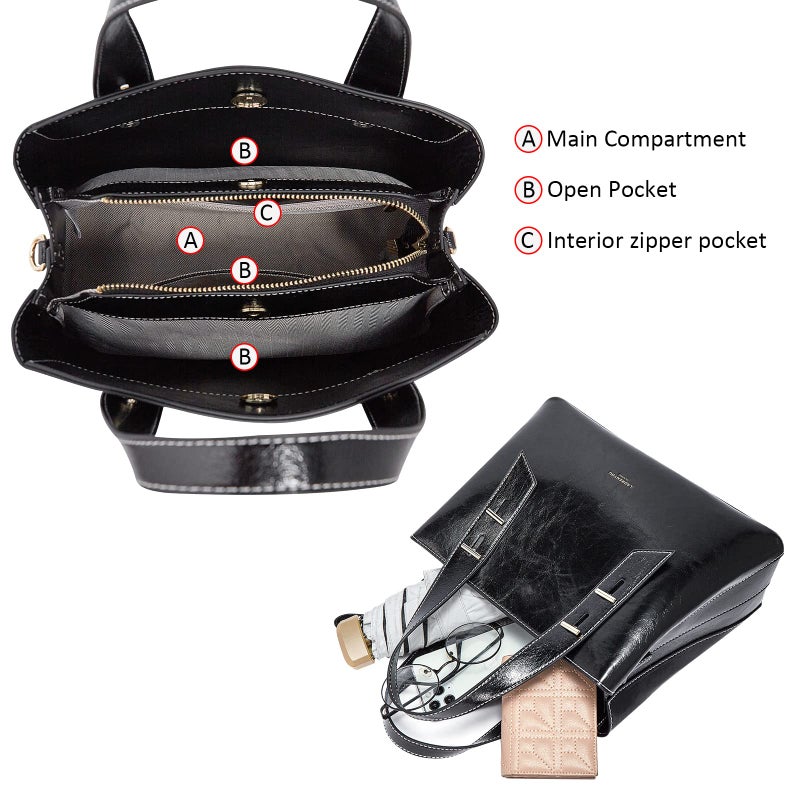 LAORENTOU Women Crossbody Handbags Cow Leather Satchel Handbags for Women Top-handle Shoulder Tote Purses - Image 3